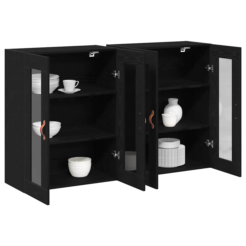 Wandschrank 2 pcs Schwarz Eichen-Optik 69.5 x 34 x 90 cm