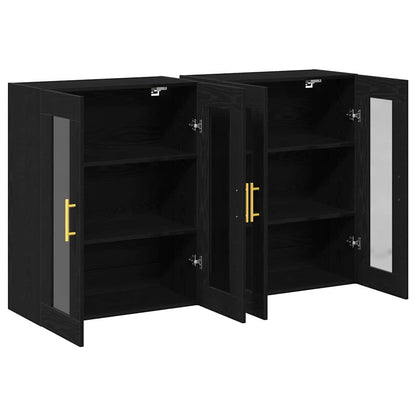 Wandschrank 2 pcs Schwarz Eichen-Optik 69.5 x 34 x 90 cm