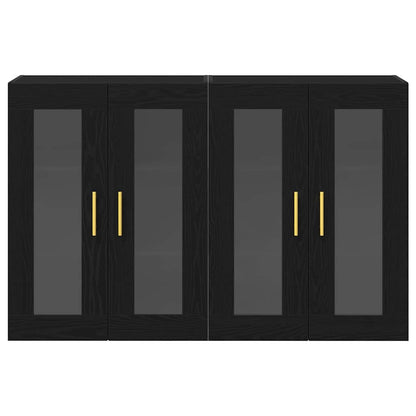 Wandschrank 2 pcs Schwarz Eichen-Optik 69.5 x 34 x 90 cm