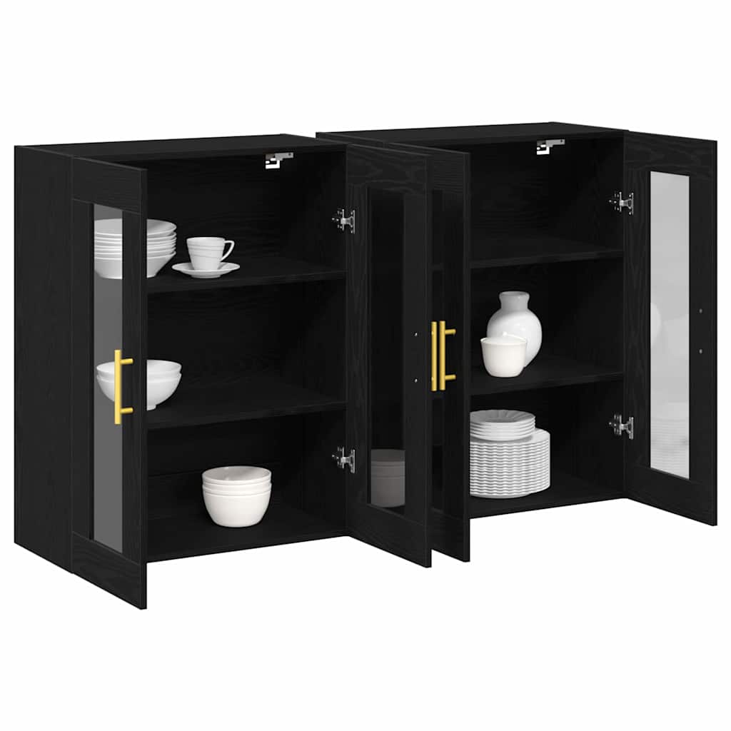 Wandschrank 2 pcs Schwarz Eichen-Optik 69.5 x 34 x 90 cm