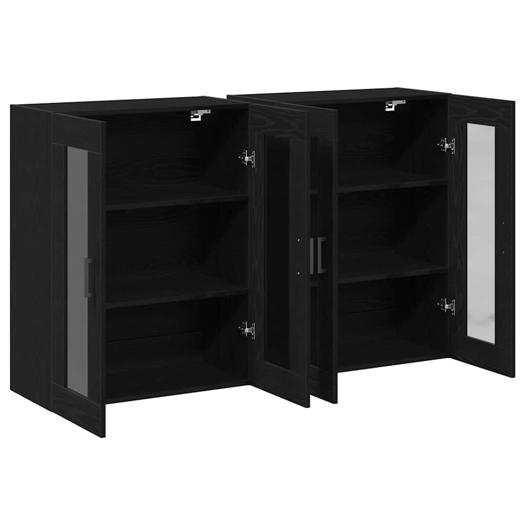Wandschrank 2 pcs Schwarz Eichen-Optik 69.5 x 34 x 90 cm