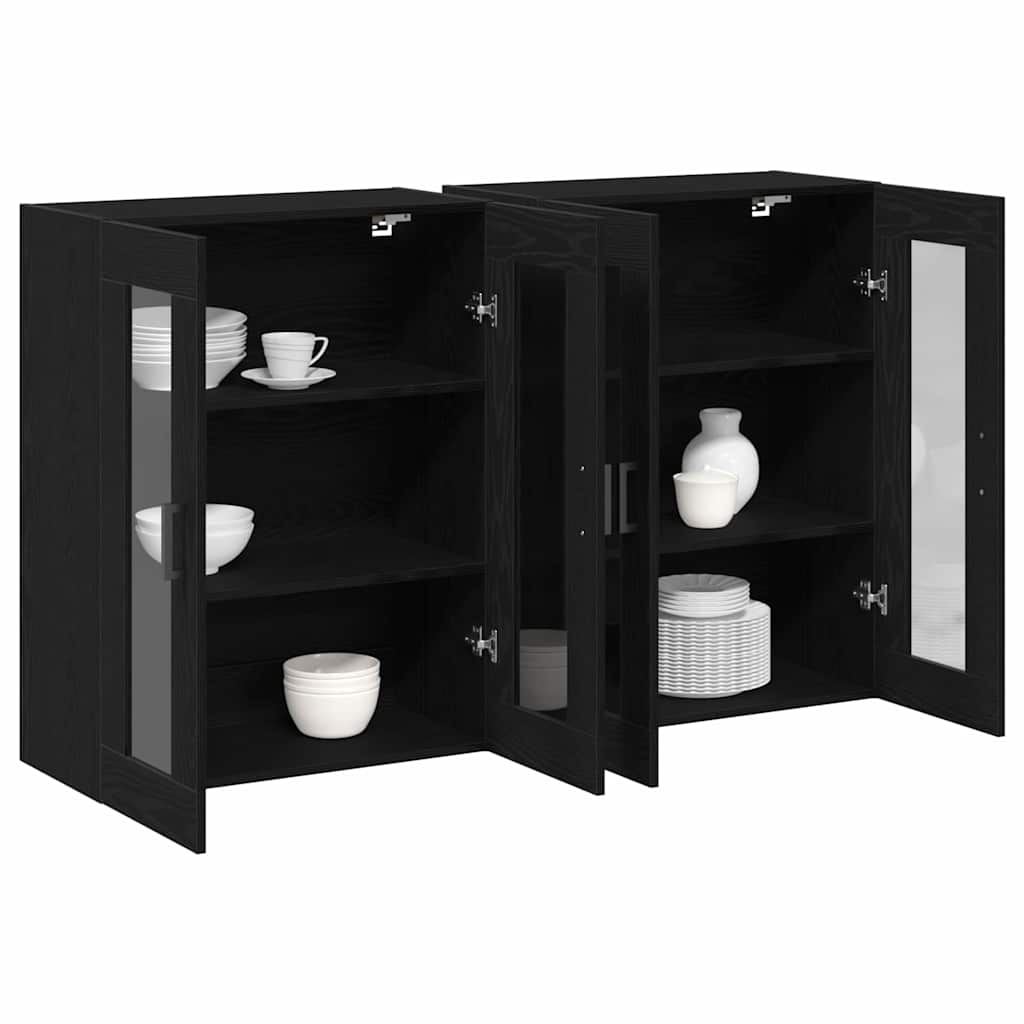 Wandschrank 2 pcs Schwarz Eichen-Optik 69.5 x 34 x 90 cm