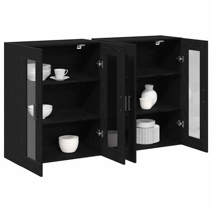 Wandschrank 2 pcs Schwarz Eichen-Optik 69.5 x 34 x 90 cm