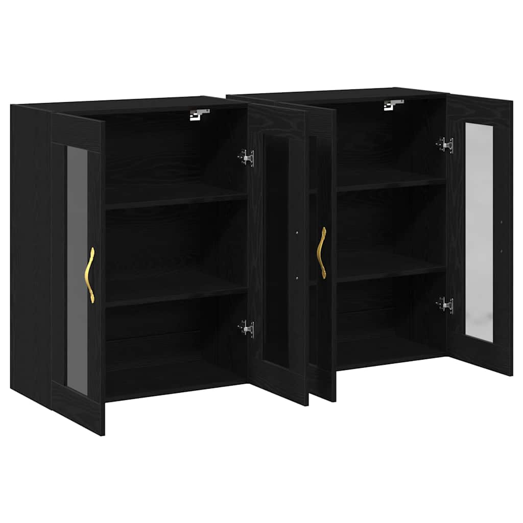Wandschrank 2 pcs Schwarz Eichen-Optik 69.5 x 34 x 90 cm