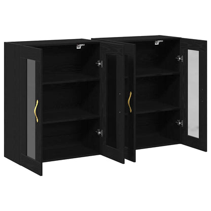 Wandschrank 2 pcs Schwarz Eichen-Optik 69.5 x 34 x 90 cm