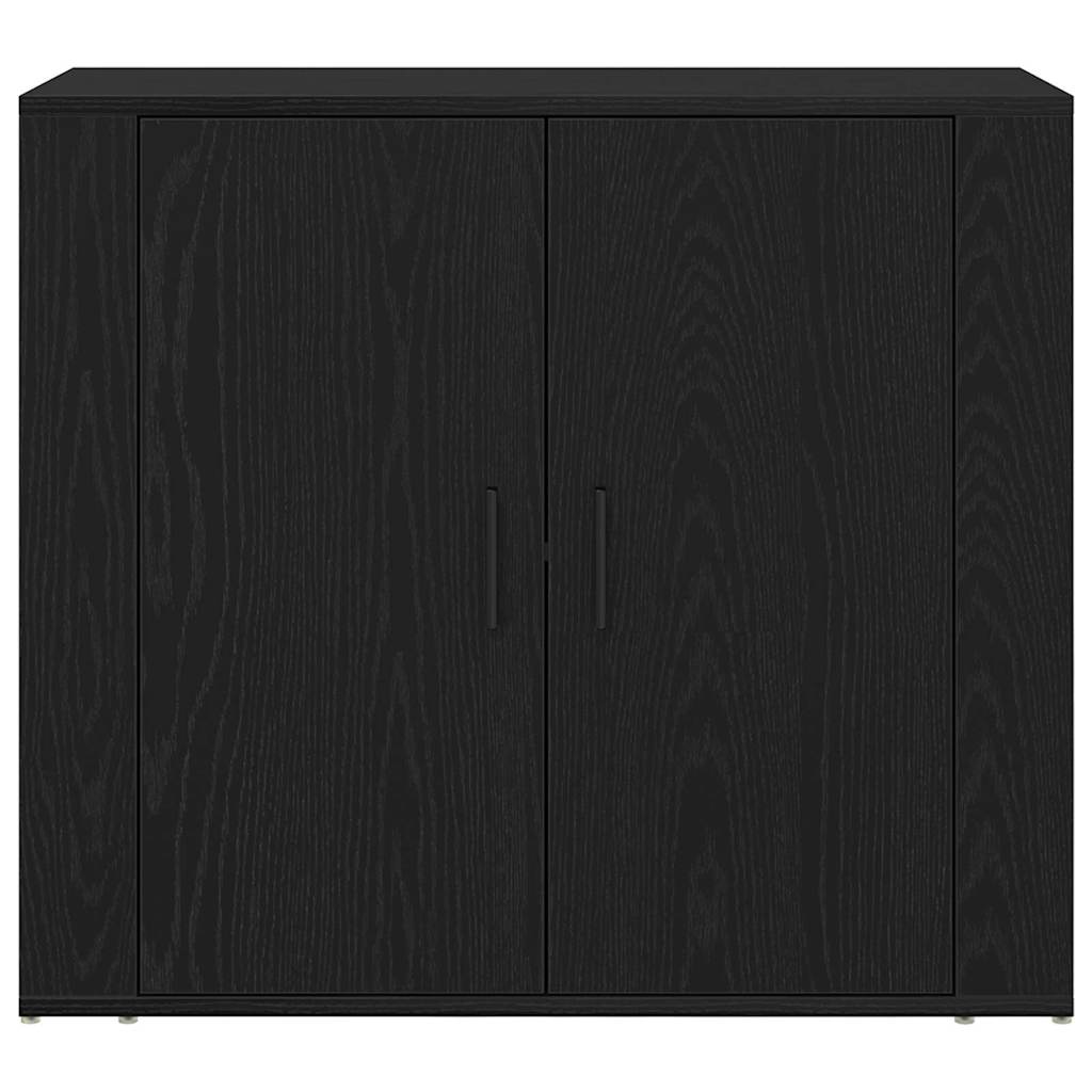 Highboard Schwarz Eichen-Optik 80 x 33 x 150 cm Holzwerkstoff