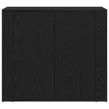 Highboard Schwarz Eichen-Optik 80 x 33 x 150 cm Holzwerkstoff