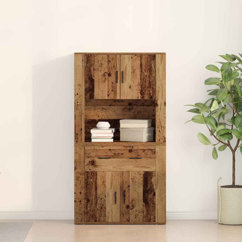 Highboard mit Schubladen Altholz 80 x 33 x 150 cm Holzwerkstoff