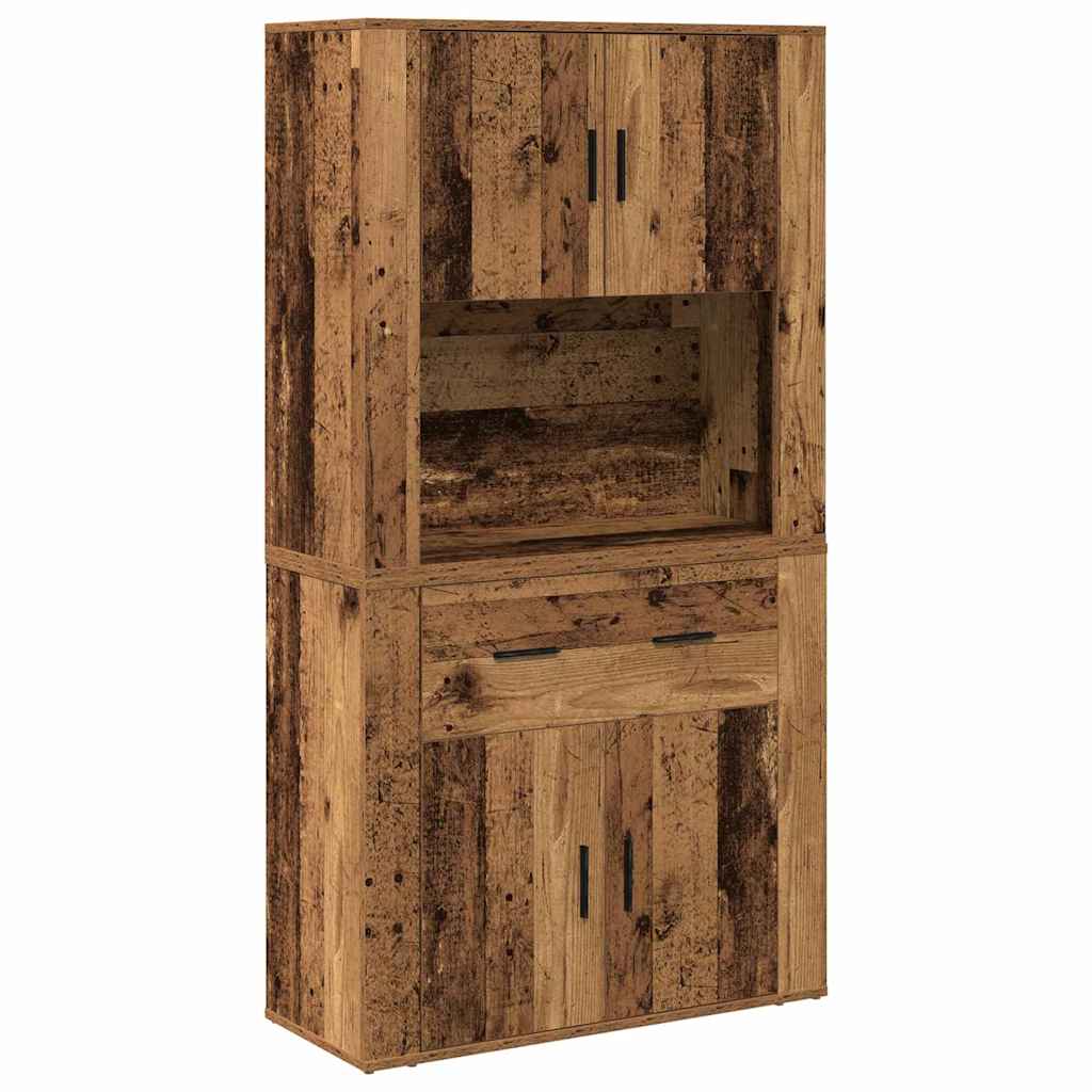 Highboard mit Schubladen Altholz 80 x 33 x 150 cm Holzwerkstoff