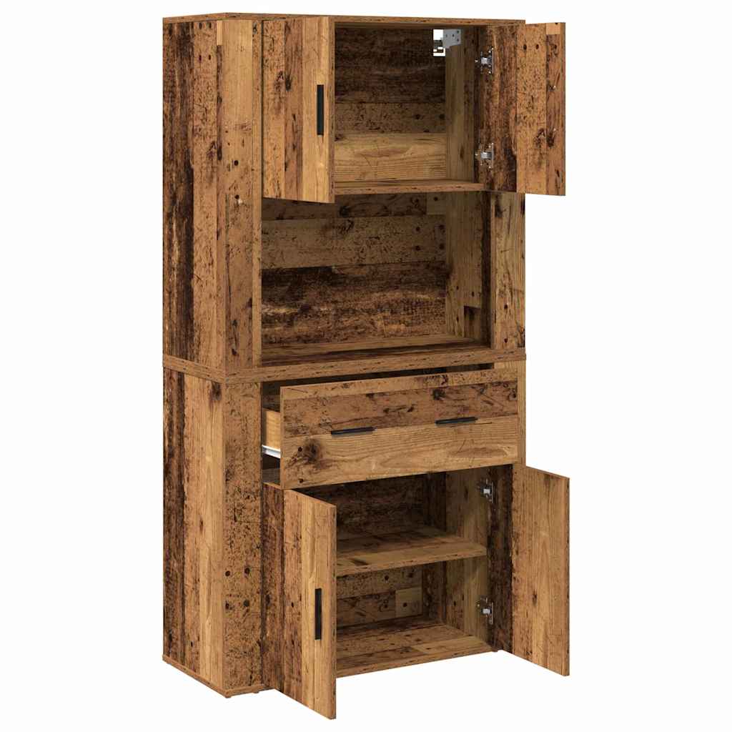 Highboard mit Schubladen Altholz 80 x 33 x 150 cm Holzwerkstoff