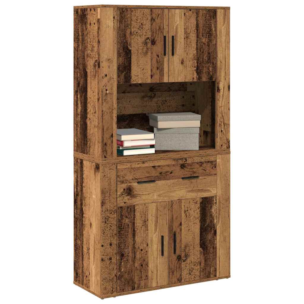 Highboard mit Schubladen Altholz 80 x 33 x 150 cm Holzwerkstoff