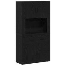 Highboard Schwarz Eichen-Optik 80 x 33 x 150 cm Holzwerkstoff