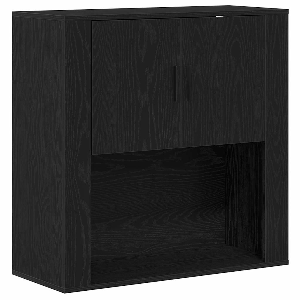 Highboard Schwarz Eichen-Optik 80 x 33 x 150 cm Holzwerkstoff