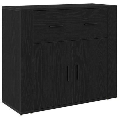 Highboard Schwarz Eichen-Optik 80 x 33 x 150 cm Holzwerkstoff