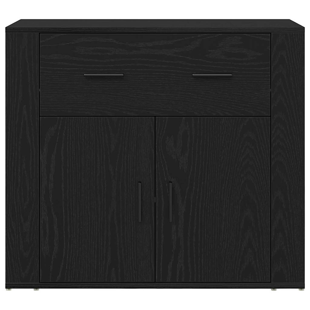 Highboard Schwarz Eichen-Optik 80 x 33 x 150 cm Holzwerkstoff