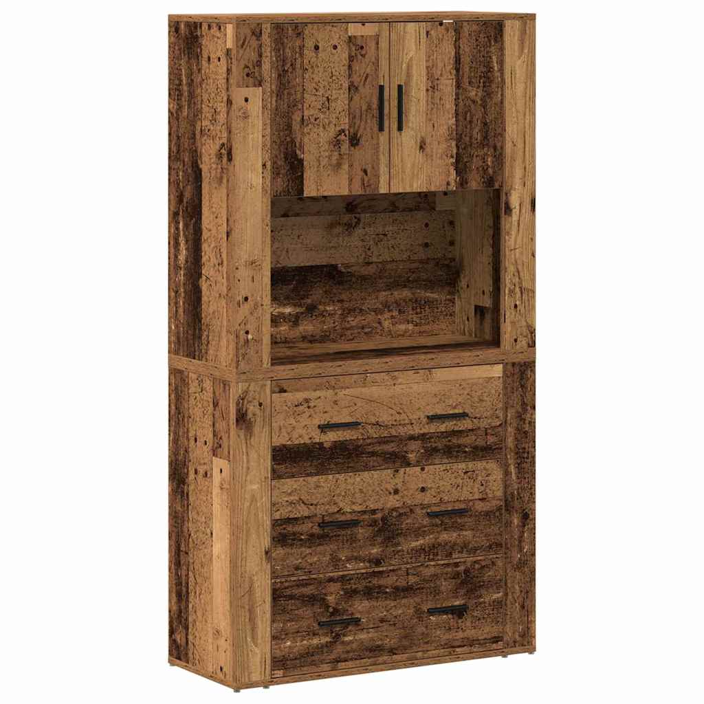 Highboard mit Schubladen Altholz 80 x 33 x 150 cm Holzwerkstoff