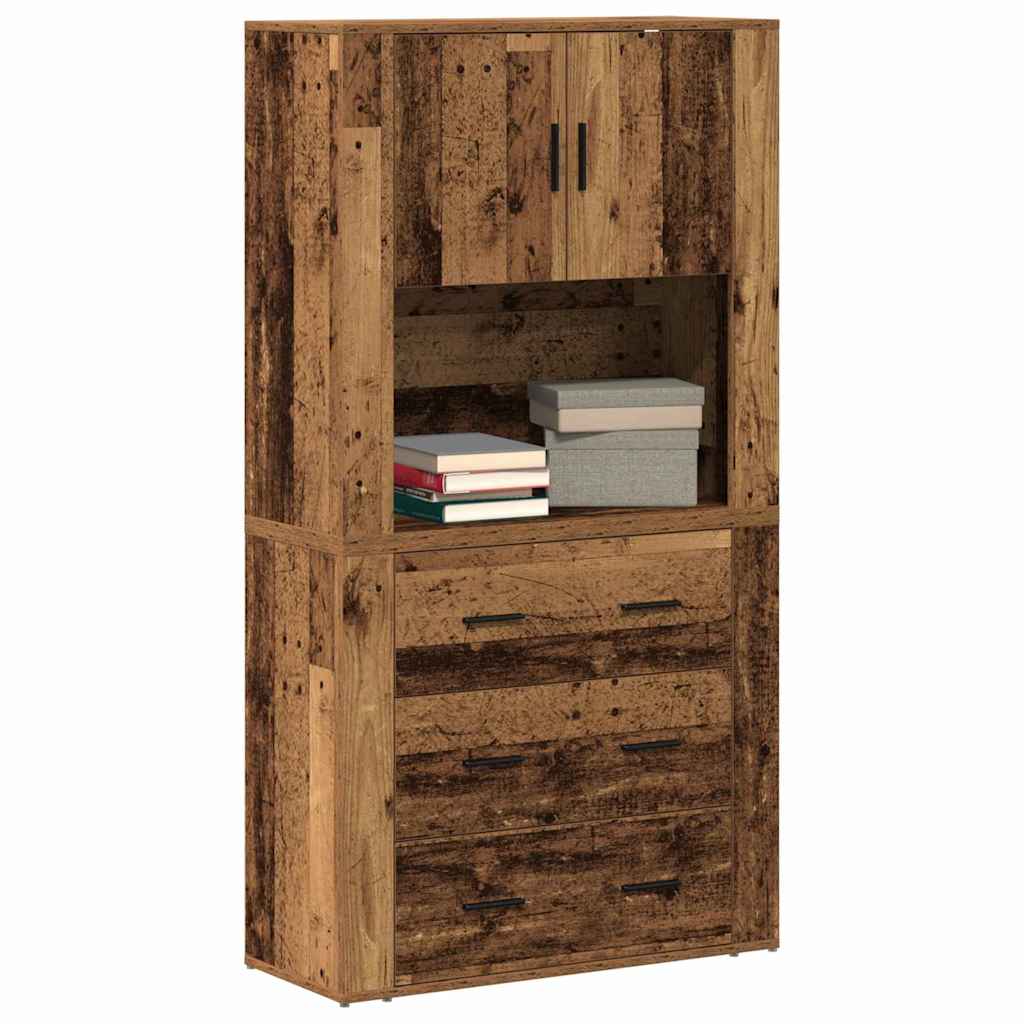 Highboard mit Schubladen Altholz 80 x 33 x 150 cm Holzwerkstoff