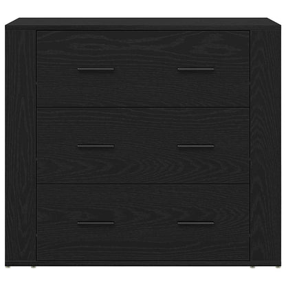 Highboard Schwarz Eichen-Optik 80 x 33 x 150 cm Holzwerkstoff