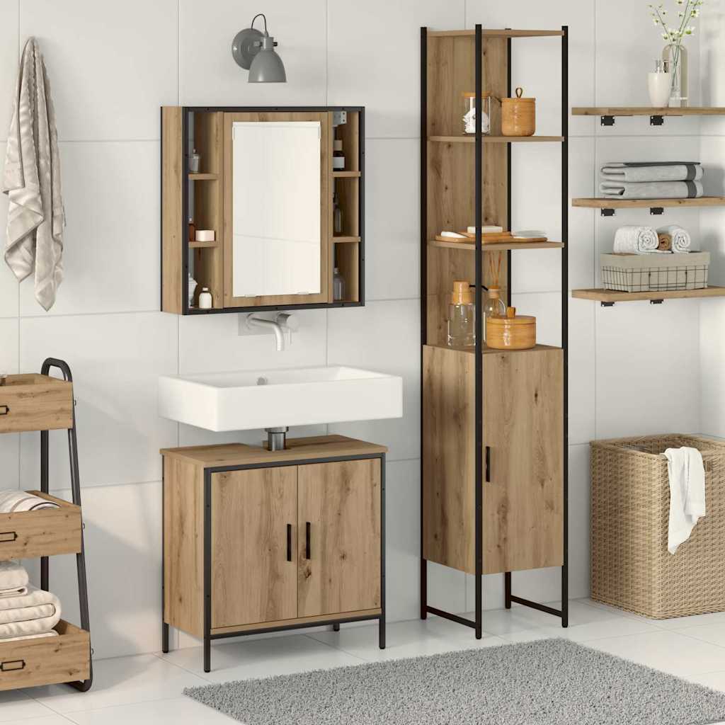 Badezimmer Waschbeckenmöbel mit Regal Braun 33 x 33 x 185.5 cm