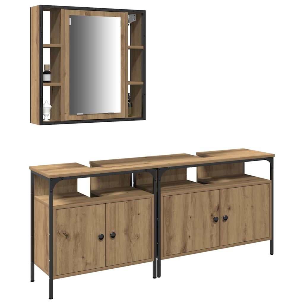 Badezimmer Waschbeckenmöbel mit Tür 3 pcs Braun 80 x 30 x 60 cm