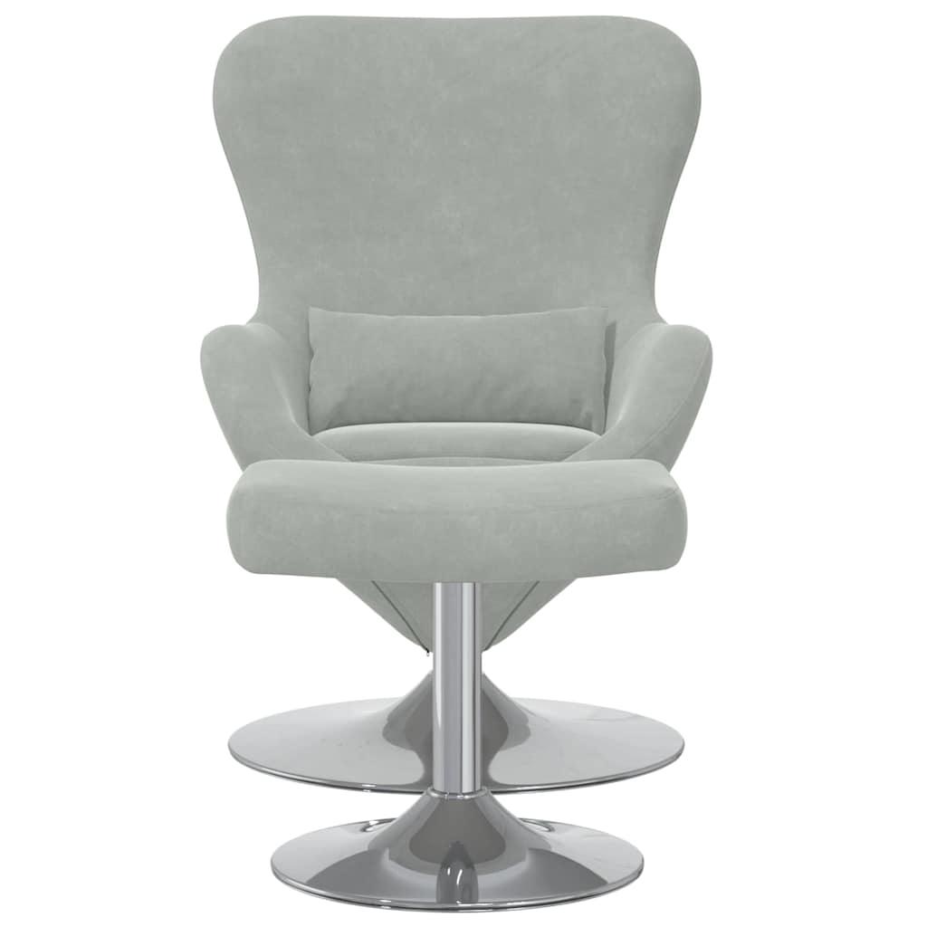 Eierstuhl mit Fußhocker Hellgrau 63 x 73 x 90 cm Samt