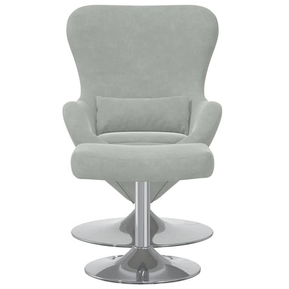 Eierstuhl mit Fußhocker Hellgrau 63 x 73 x 90 cm Samt