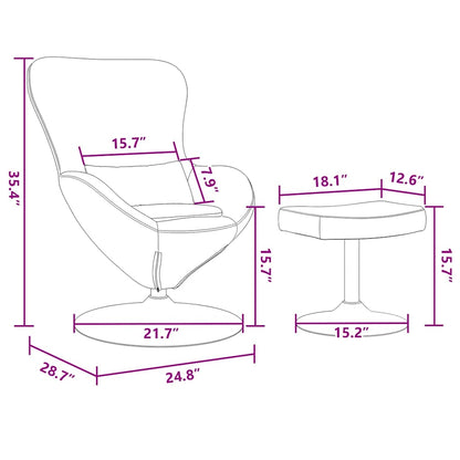 Eierstuhl mit Fußhocker Dunkelgrau 63 x 73 x 90 cm Samt