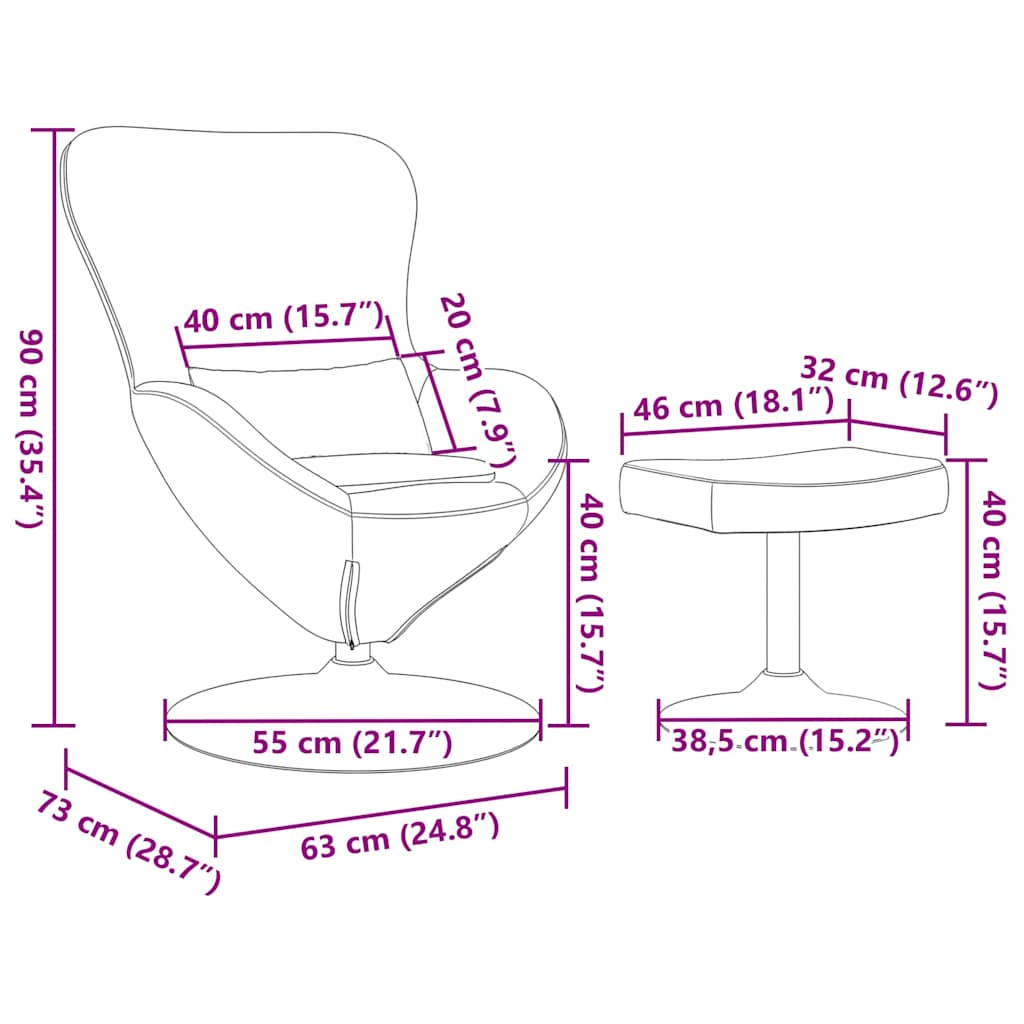 Eierstuhl mit Fußhocker Dunkelgrün 63 x 73 x 90 cm Samt
