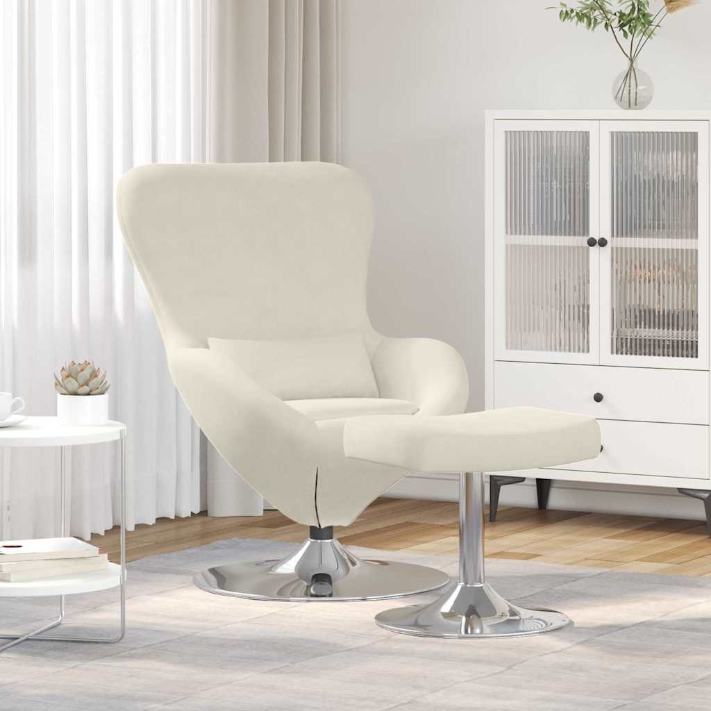 Eierstuhl mit Fußhocker Creme 63 x 73 x 90 cm Samt
