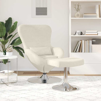 Eierstuhl mit Fußhocker Creme 63 x 73 x 90 cm Samt
