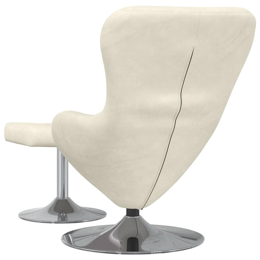 Eierstuhl mit Fußhocker Creme 63 x 73 x 90 cm Samt
