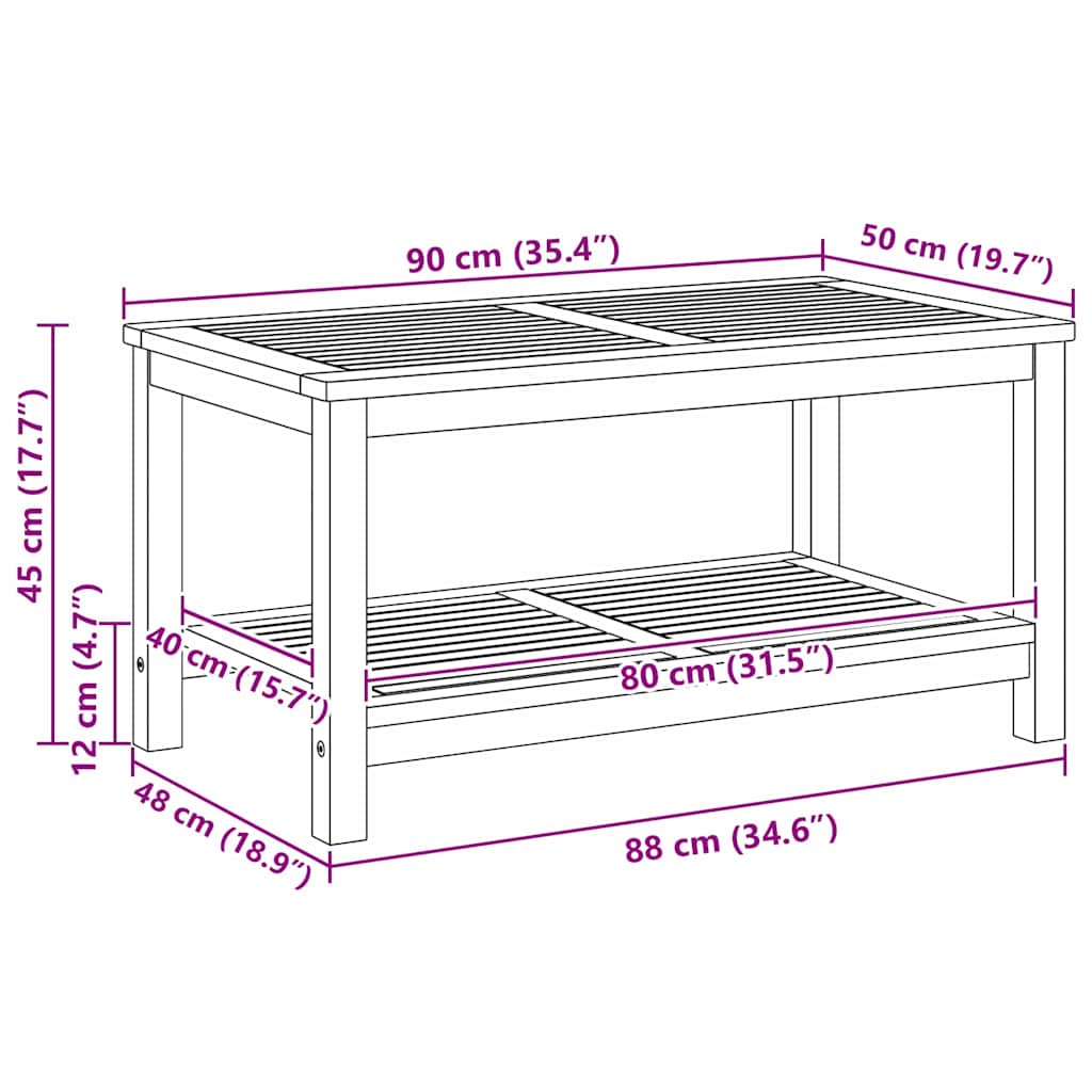 Couchtisch Braun 110 x 55 x 45 cm Akazie Massivholz