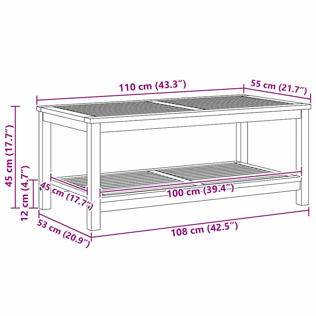 Couchtisch Braun 70 x 40 x 45 cm Akazie Massivholz