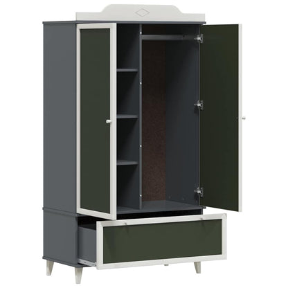 Kreidetafel Kleiderschrank mit Tür Grau und Weiß Holzwerkstoff