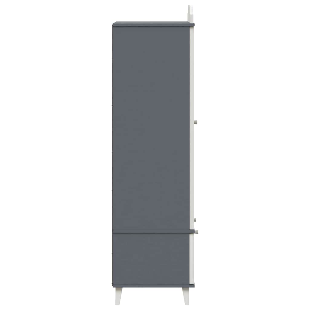 Kreidetafel Kleiderschrank mit Tür Grau und Weiß Holzwerkstoff
