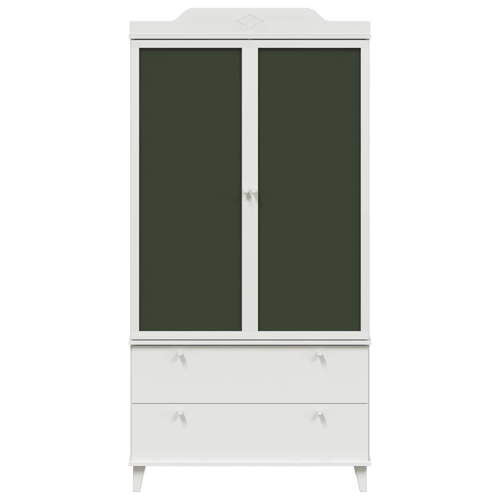 Kreidetafel Kleiderschrank mit Schubladen Weiß Holzwerkstoff