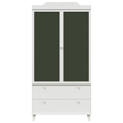 Kreidetafel Kleiderschrank mit Schubladen Weiß Holzwerkstoff