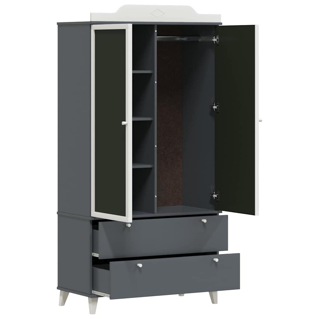 Kreidetafel Kleiderschrank mit Tür Grau und Weiß Holzwerkstoff