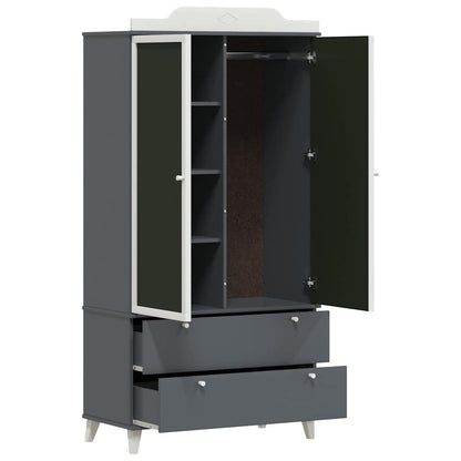 Kreidetafel Kleiderschrank mit Tür Grau und Weiß Holzwerkstoff