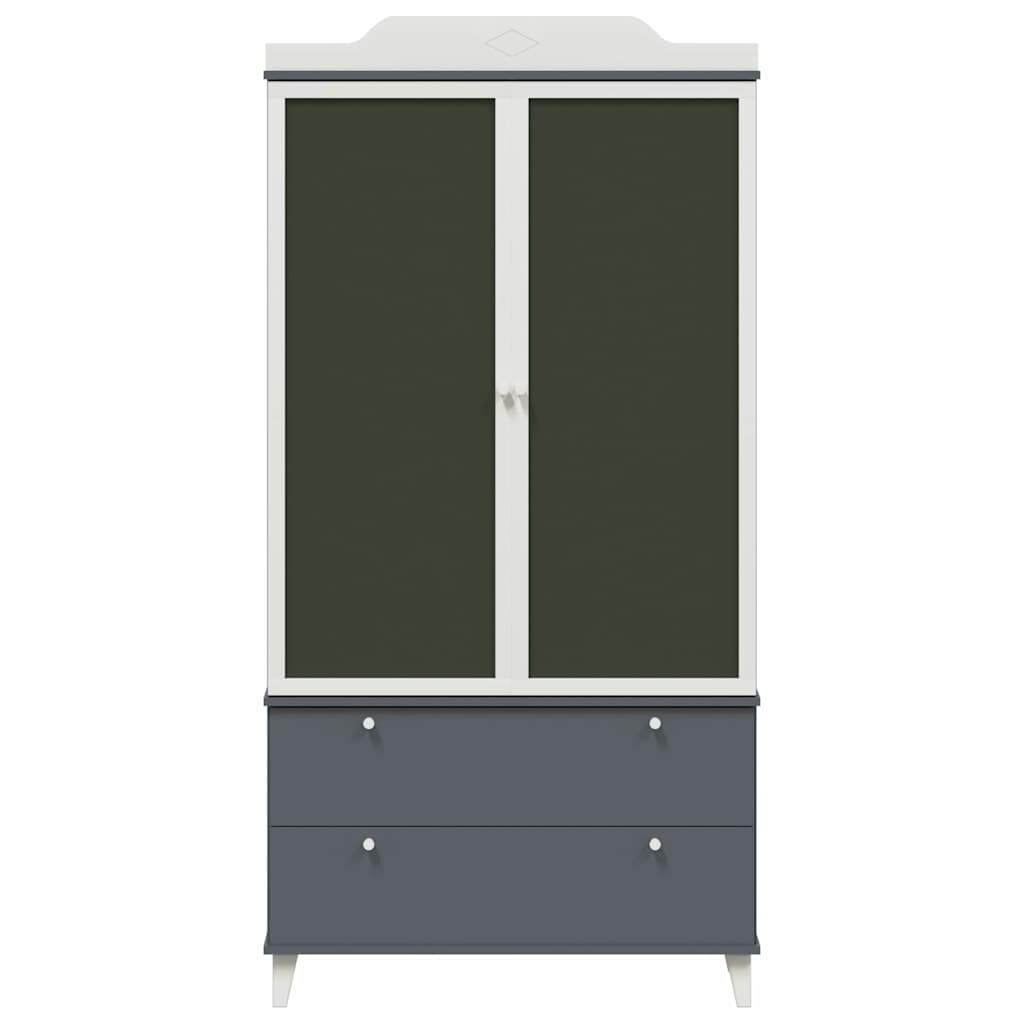 Kreidetafel Kleiderschrank mit Tür Grau und Weiß Holzwerkstoff