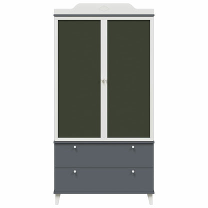 Kreidetafel Kleiderschrank mit Tür Grau und Weiß Holzwerkstoff