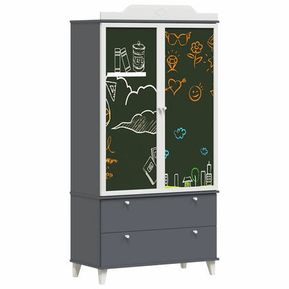 Kreidetafel Kleiderschrank mit Tür Grau und Weiß Holzwerkstoff