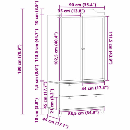 Kreidetafel Kleiderschrank mit Tür Grau und Weiß Holzwerkstoff
