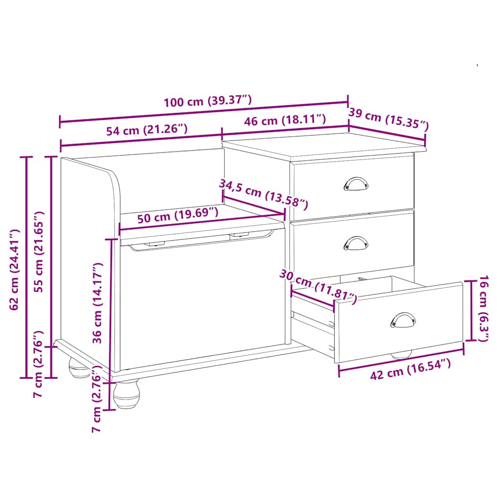 Aufbewahrungsbank für den Eingangsbereich ASKIM Braun