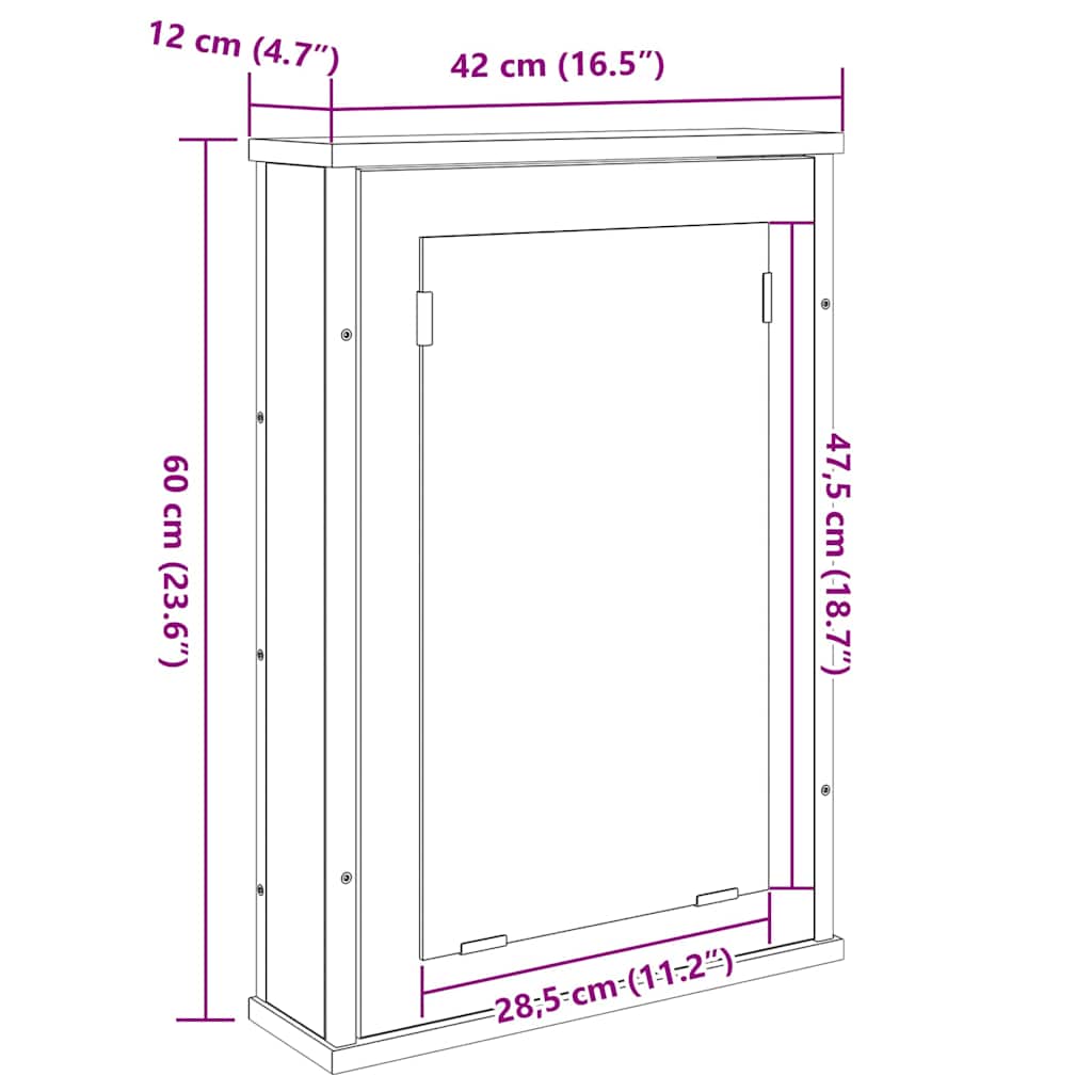 Badezimmer-Spiegelschrank Braun 42 x 12 x 60 cm Holzwerkstoff