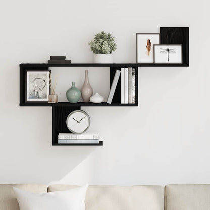 Wandregal Schwarz Eichen-Optik 100x15x70 cm Holzwerkstoff