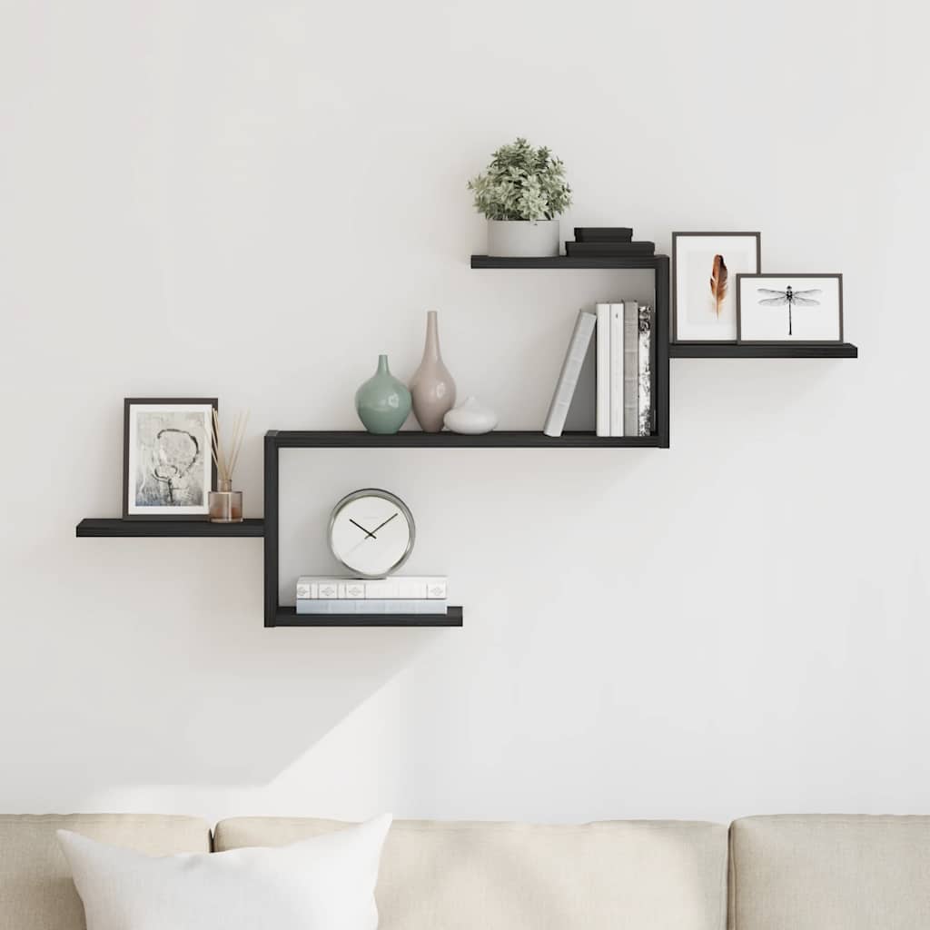 Wandregal Schwarz Eichen-Optik 104x15x49 cm Holzwerkstoff