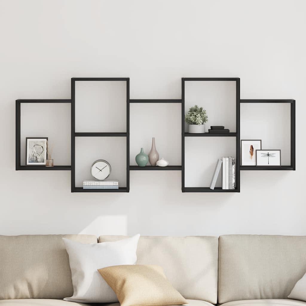 Wandregal Schwarz Eichen-Optik 159x18x65 cm Holzwerkstoff