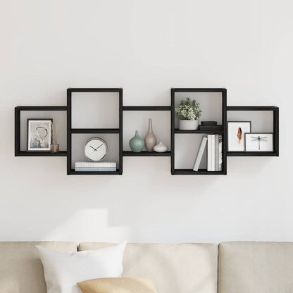 Wandregal Schwarz Eichen-Optik 129x18x42 cm Holzwerkstoff