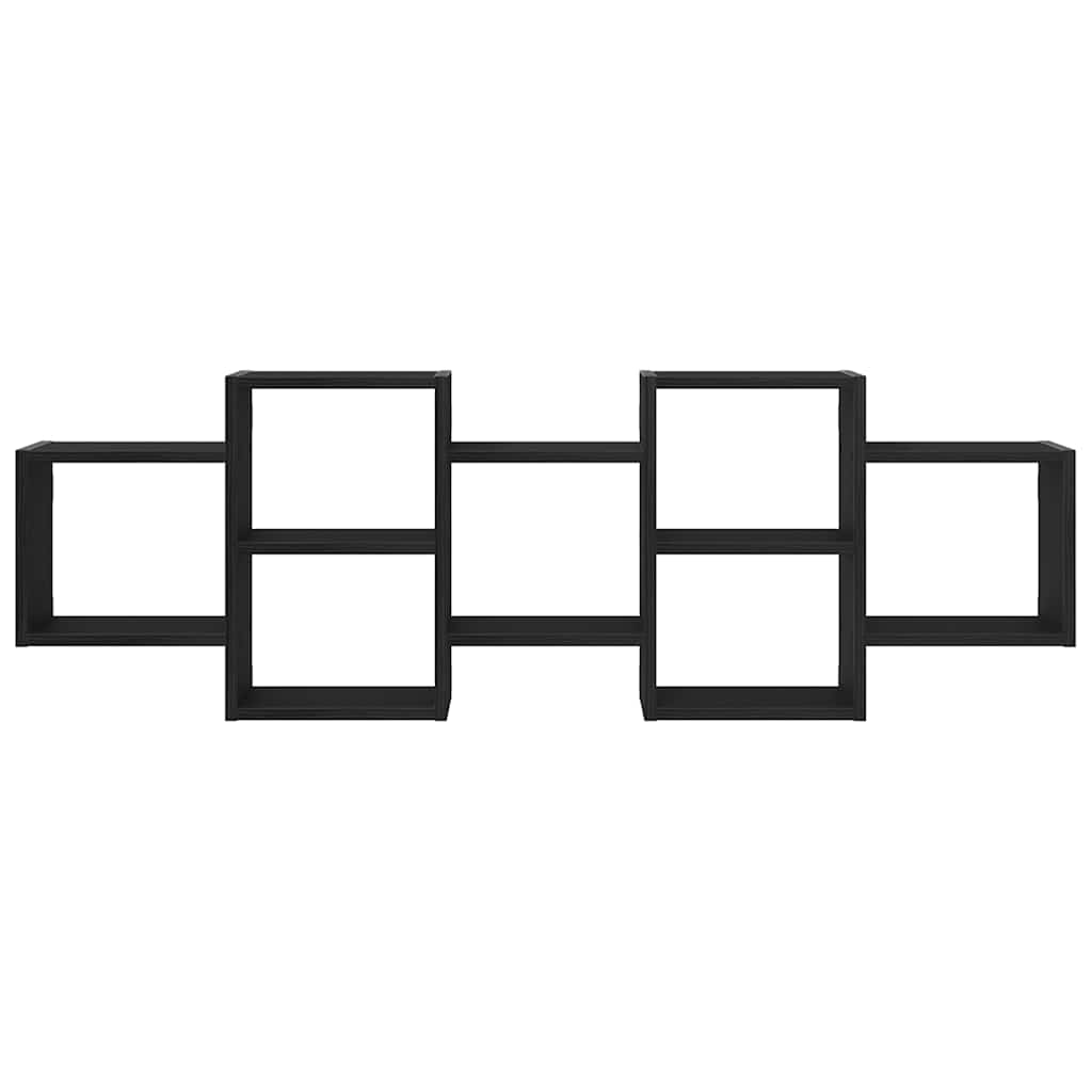 Wandregal Schwarz Eichen-Optik 129x18x42 cm Holzwerkstoff